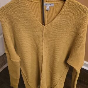 Women's V-Neck Sweater - Mustard